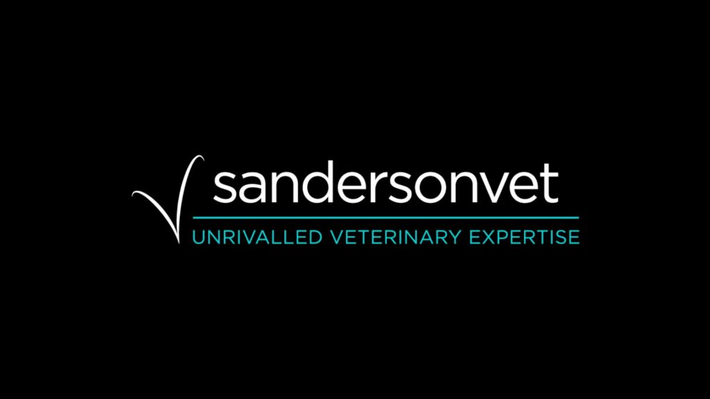 Sandersonvet logo with the words “Unrivalled Veterinary Expertise” in teal on a black background, showing the skill of our Registered Veterinary Nurse team.